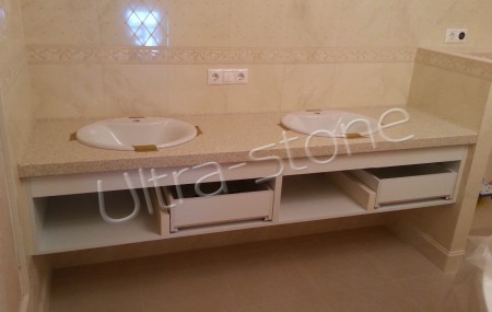 Столешница для ванной комнаты из искусственного камня